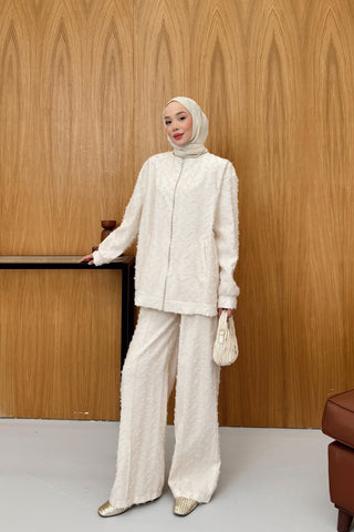 Fermuar Detaylı Bumber Ceket Pantolon Takım Bej
