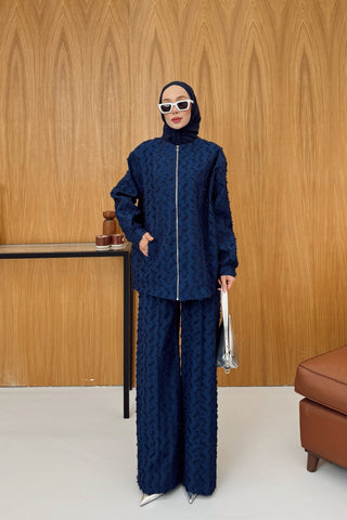 Fermuar Detaylı Bumber Ceket Pantolon Takım Lacivert