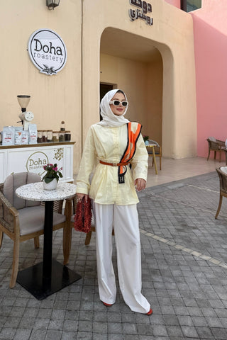 Birit Detaylı Poplin Gömlek Sarı