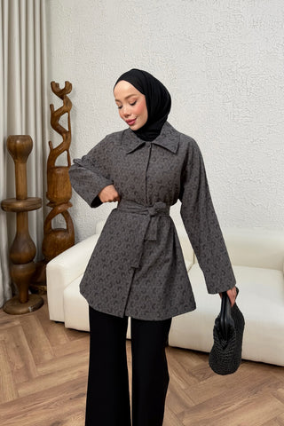 Jakarlı Rahat Kesim Gömlek Siyah