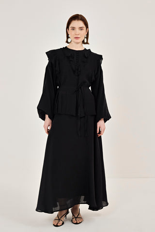 İnce Tensel Etekli Takım Siyah