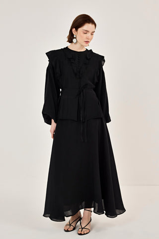 İnce Tensel Etekli Takım Siyah