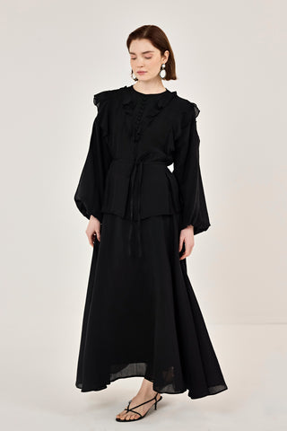 İnce Tensel Etekli Takım Siyah