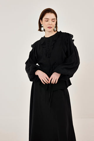 İnce Tensel Etekli Takım Siyah