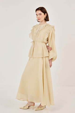 İnce Tensel Etekli Takım Bej