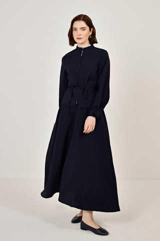 Fermuar Detaylı Etekli Takım Lacivert