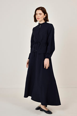 Fermuar Detaylı Etekli Takım Lacivert