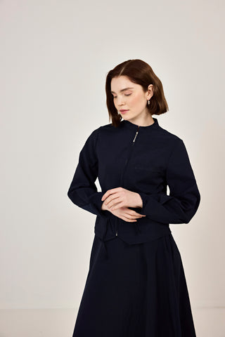 Fermuar Detaylı Etekli Takım Lacivert