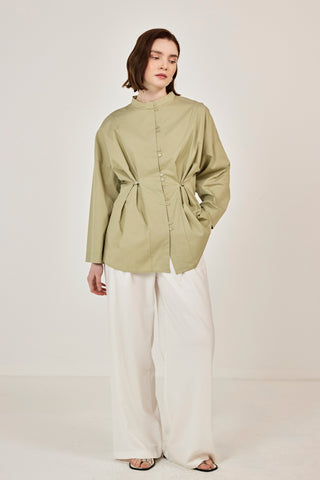 Birit Detaylı Poplin Gömlek Çağla Yeşili