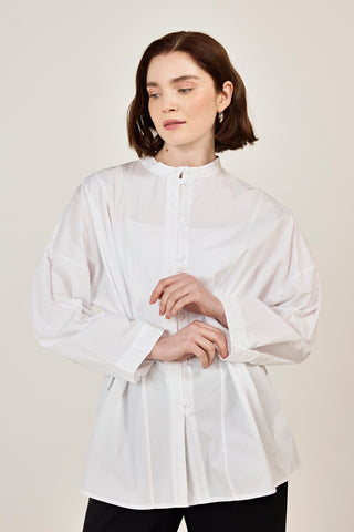Birit Detaylı Poplin Gömlek Ekru