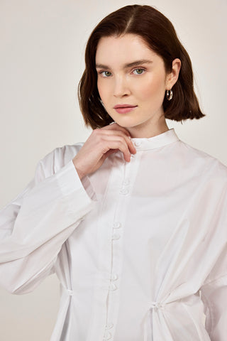 Birit Detaylı Poplin Gömlek Ekru