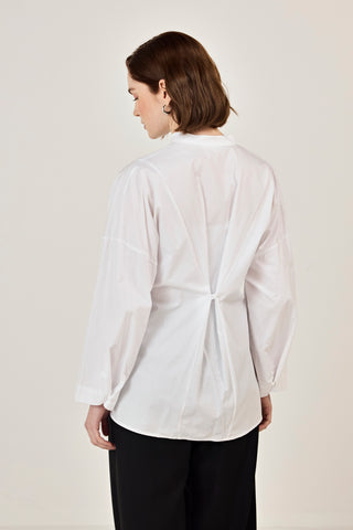 Birit Detaylı Poplin Gömlek Ekru