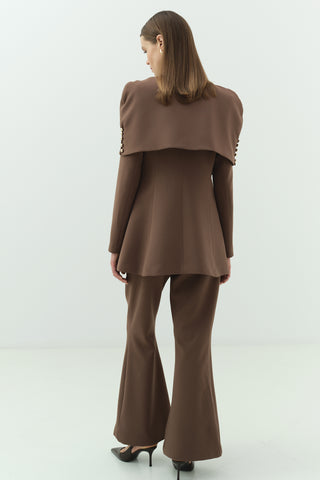 Bolerolu Ceket Pantolon Takım Kahverengi