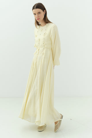 Çiçekli Modal Elbise Sarı