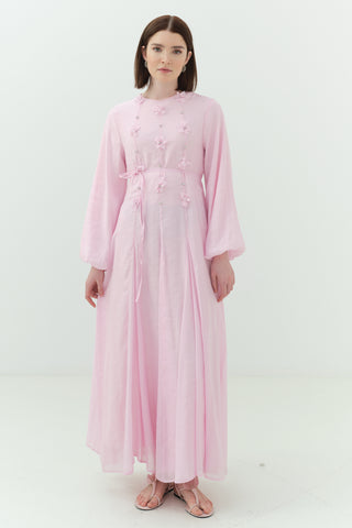 Çiçekli Modal Elbise Pembe