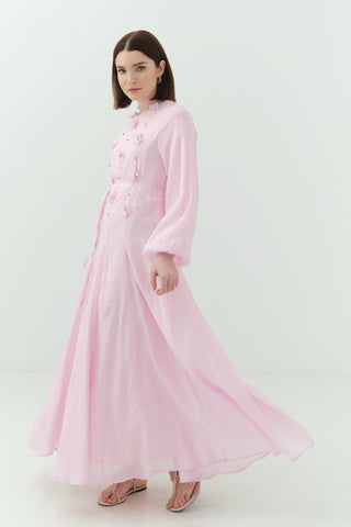 Çiçekli Modal Elbise Pembe
