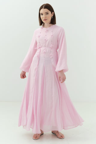 Çiçekli Modal Elbise Pembe