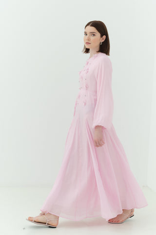 Çiçekli Modal Elbise Pembe