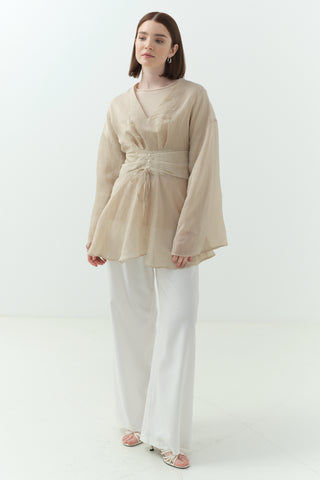 Çizgili Tensel İçlikli Bluz Gömlek Bordo