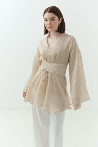 Çizgili Tensel İçlikli Bluz Gömlek Bordo