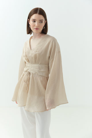 Çizgili Tensel İçlikli Bluz Gömlek Bordo