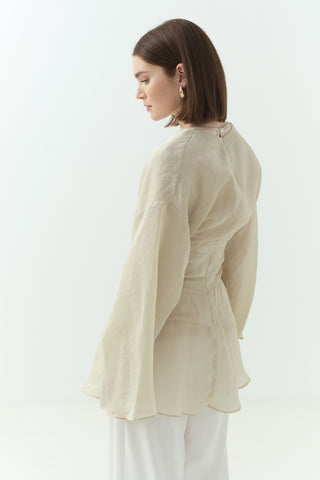 Çizgili Tensel İçlikli Bluz Gömlek Yeşil