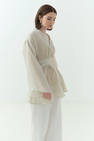 Çizgili Tensel İçlikli Bluz Gömlek Mavi