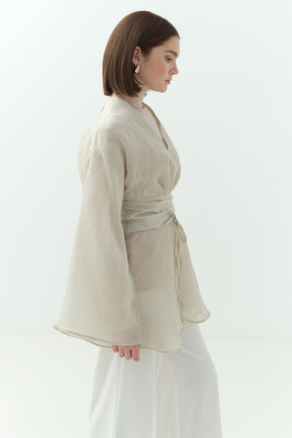 Çizgili Tensel İçlikli Bluz Gömlek Mavi