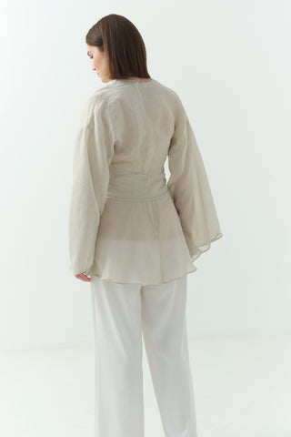 Çizgili Tensel İçlikli Bluz Gömlek Mavi