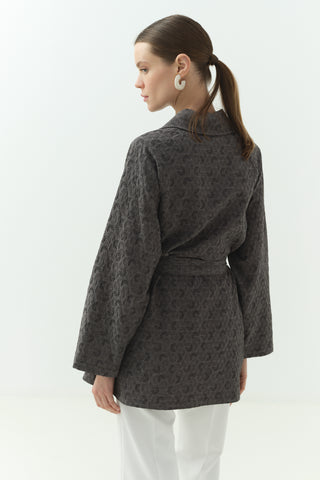 Jakarlı Rahat Kesim Gömlek Siyah