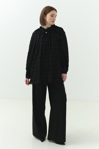 İçlikli Kesme Şifon Gömlek Siyah