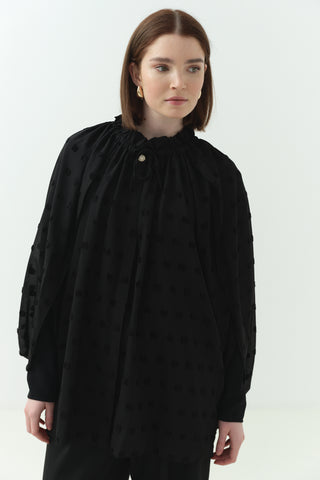 İçlikli Kesme Şifon Gömlek Siyah