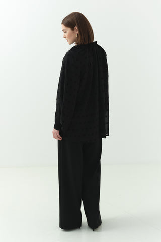 İçlikli Kesme Şifon Gömlek Siyah