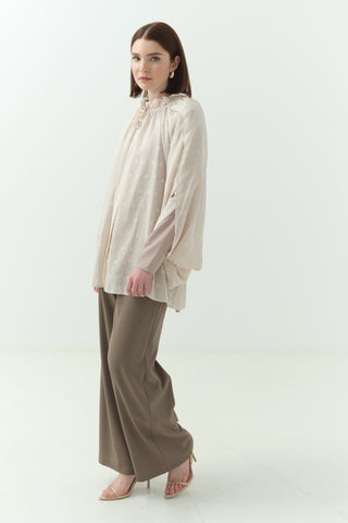İçlikli Kesme Şifon Gömlek Bej