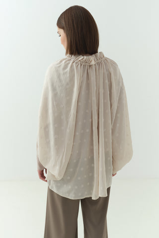 İçlikli Kesme Şifon Gömlek Bej