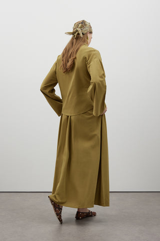 Gül Detaylı Keten Etekli Takım - Yeşil - Fushya Online