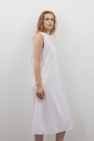 Beyaz Uzun Kesim Naturel Keten İçlik - Fushya Online