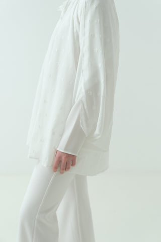 İçlikli Kesme Şifon Gömlek Ekru