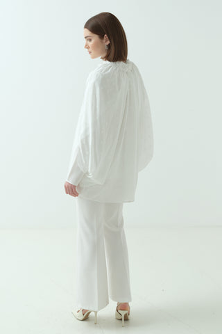 İçlikli Kesme Şifon Gömlek Ekru
