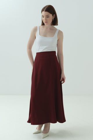 Parçalı Etek Bordo