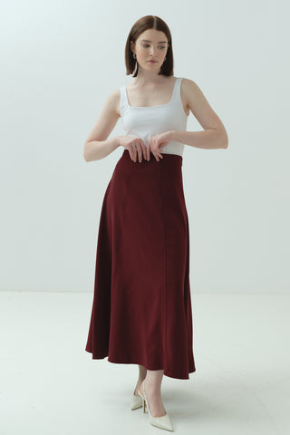 Parçalı Etek Bordo