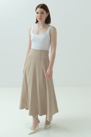 Parçalı Etek Bej