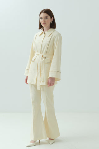 Taş Detaylı Pantonlu Takım Sarı