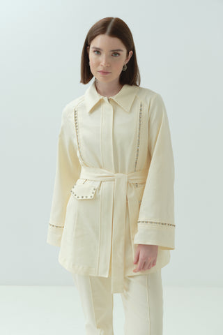 Taş Detaylı Pantonlu Takım Sarı