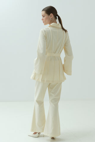 Taş Detaylı Fermuarlı Pantolonlu Takım Sarı