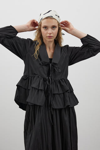 Siyah Kırışık Fırfırlı İkili Takım