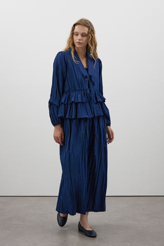 Lacivert Kırışık Fırfırlı İkili Takım