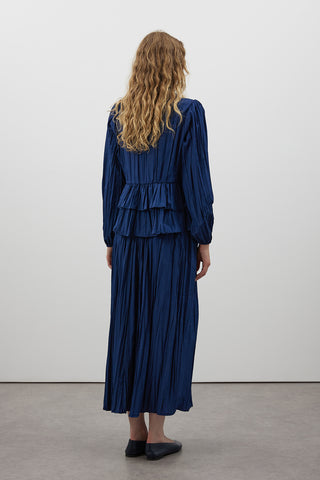 Lacivert Kırışık Fırfırlı İkili Takım