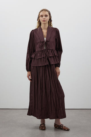 Mürdüm Kırışık Fırfırlı İkili Takım