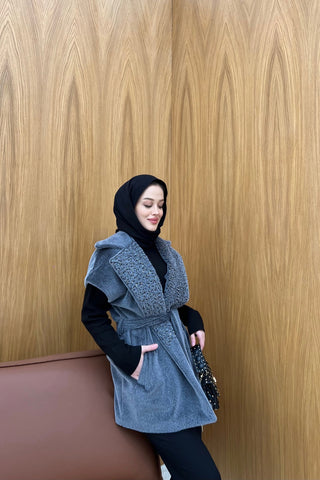 Gri Nakış Detaylı Gold Fox Yelek